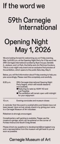 2026 Carnegie International Opening Night Party